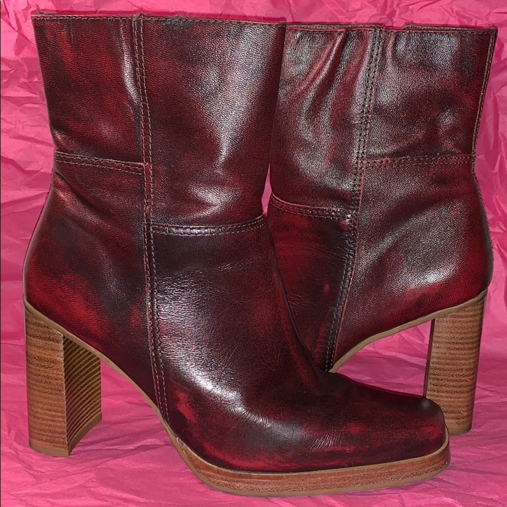 Candies Red Leather Boot